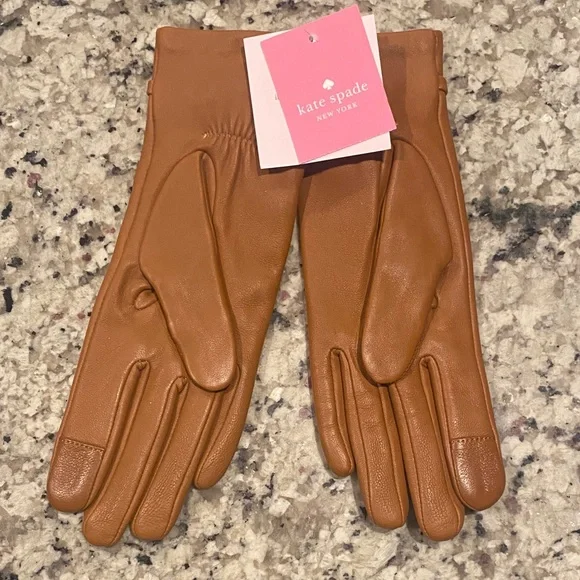 Kate Spade Caramel Leather Gloves - Picture 2 of 3